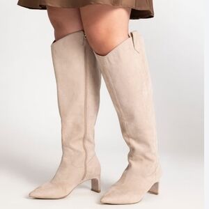 Eloquii Cheyenne Western Wide Calf Boot In Tan Size 10W